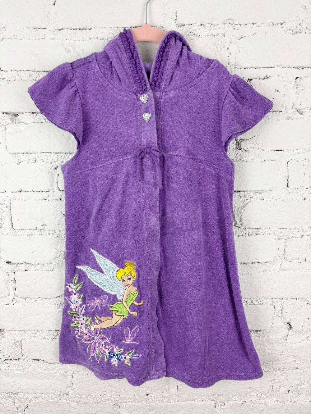 Vintage Disney Purple Tinker Bell Hooded Terry Dress